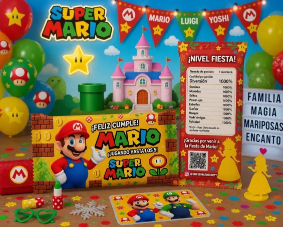 Custom Super Mario-themed Hershey Bar Wrappers personalized for kids birthday parties in Miami