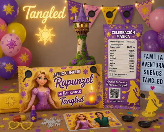 Custom Tangled-themed Hershey Bar Wrappers personalized for kids birthday parties in Miami
